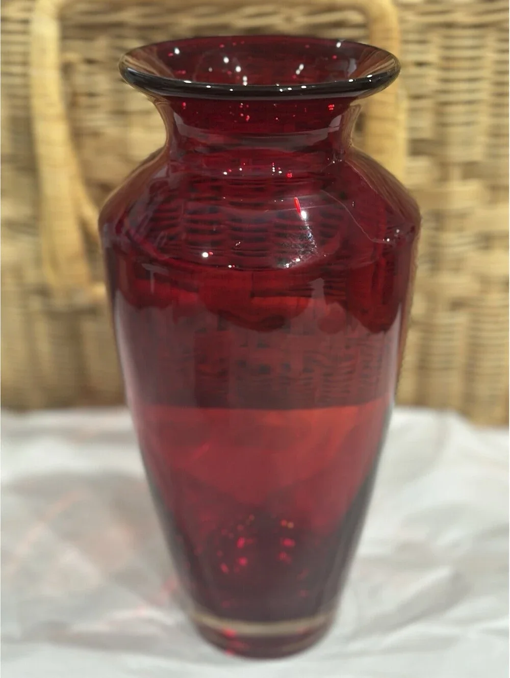 Vintage Ruby Red Teleflora Glass Vase About 10 Inches Tall Beautiful Condition